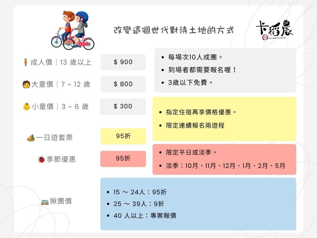 【宜蘭水地景巡禮|半日】孩子們,跳進沁涼的河水吧! 2 水地景巡禮遊程價目表