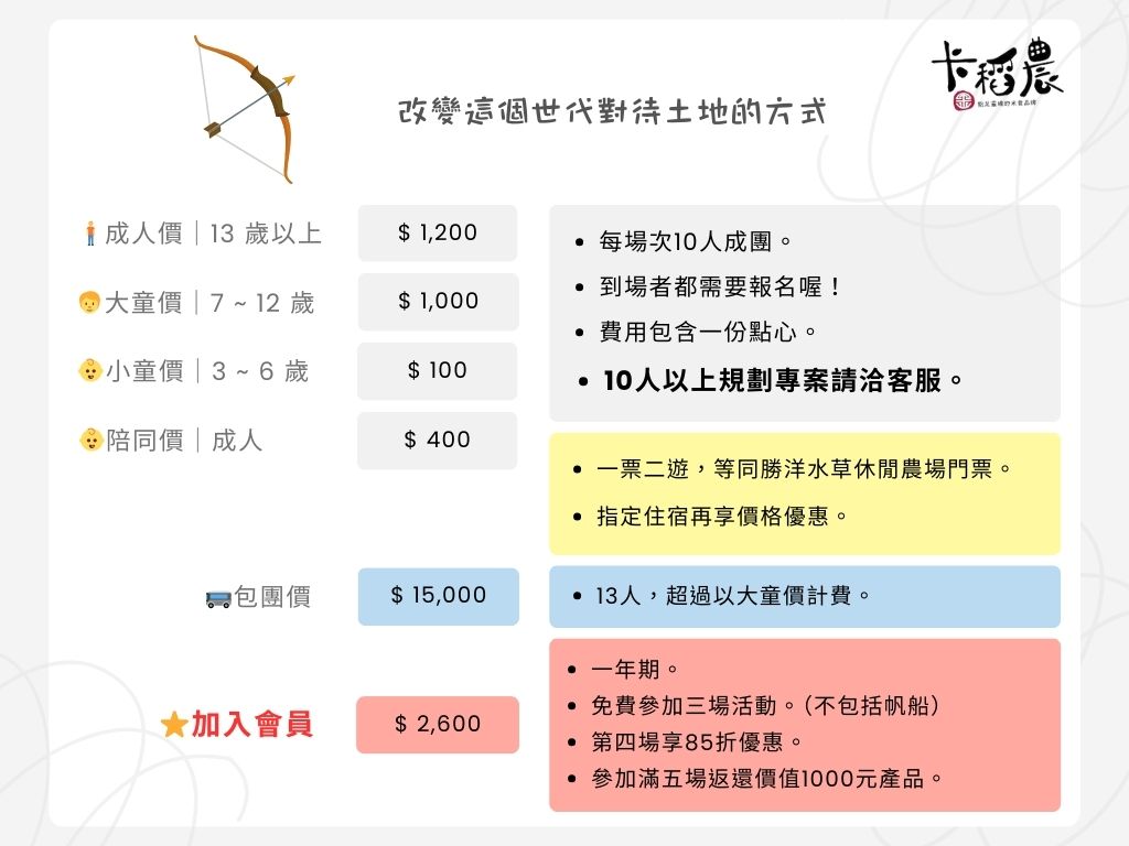 20250911 弓箭遊程價目表